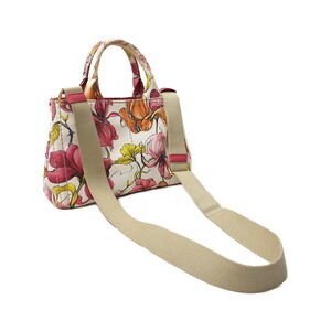 Prada canvas Flower floral Satchel Floral Canapa white Canvas
